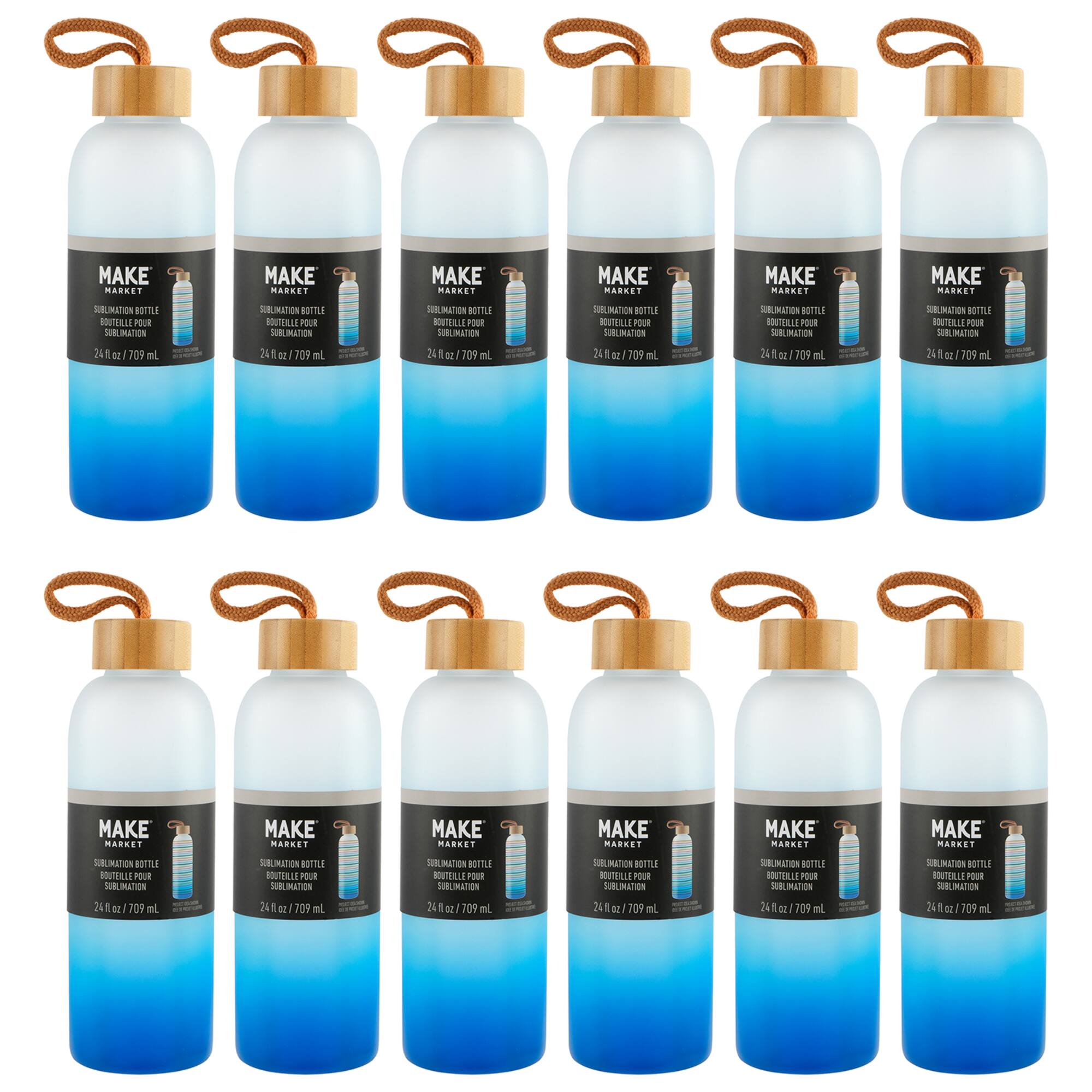 12 Pack: 24oz. Frosted Glass Sublimation Bottle by Make Market